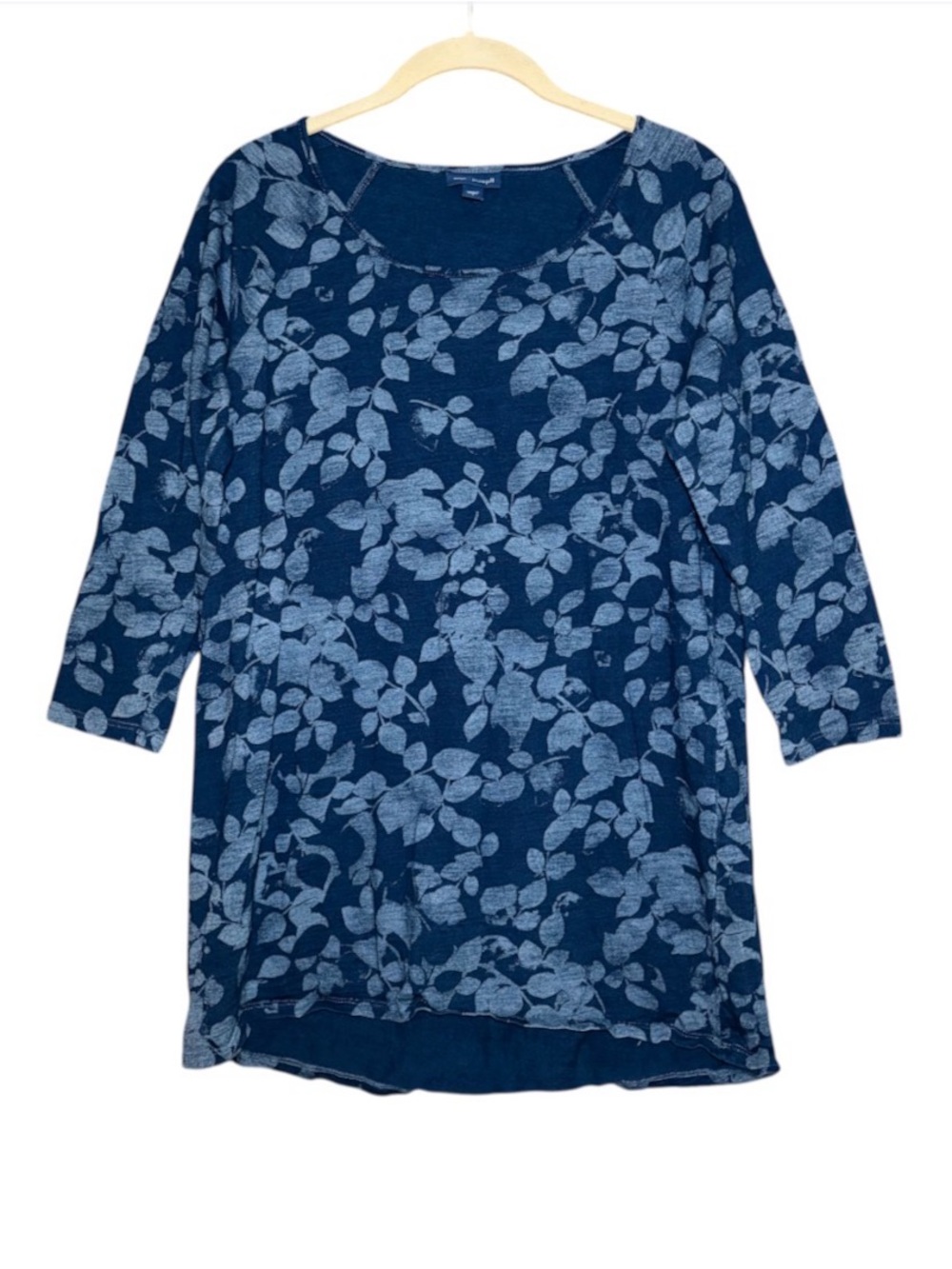 Pure Jill J.Jill Small 100% Cotton Blue Leaf Print Top Botanical Boho